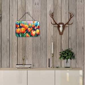 Nouveau multicolore aquarelle tulipes tenture murale en aluminium métal signe pour cuisine Bar salle de bain décor à la maison 8HX12W - Product Image 4