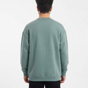 Wholesale OEM Cotton Crew Neck Sweatshirt High Quality Custom Pullover Plain Dyed Solid Mint Green Casual <b>Sweater</b> for Winter - Product Image 3