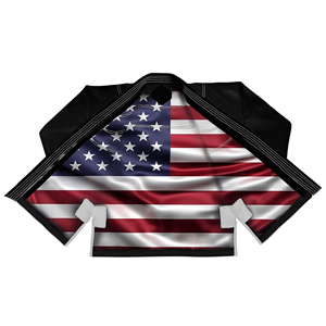 Kimono de BJJ à imprimé drapeau américain, doublure intérieure, coupe régulière, 100 % polyester, séchage rapide, vêtements d'arts martiaux mixtes, hauts pour adultes - Product Image 1