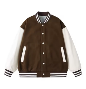 Veste universitaire vintage en cuir de mouton avec manches en cuir de poisson, broderie de patchs en chenille sur chaîne, personnalisée OEM, de qualité supérieure et unique - Product Image 2