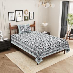 Parure de lit en coton de qualité supérieure, imprimée à la main avec motifs végétaux réactifs, 1 taie d'oreiller incluse, 300 fils/cm² - Product Image 2