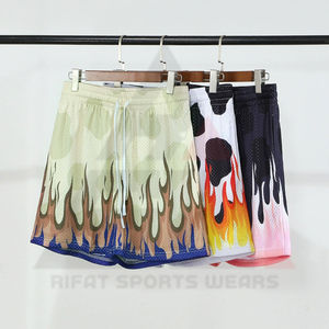 Custom Casual Sublimation Camo Knitted Basketball Shorts Double <b>Layer</b> Heavyweight Polyester Drawstring Athletic Wear Wholesale - Product Image 5