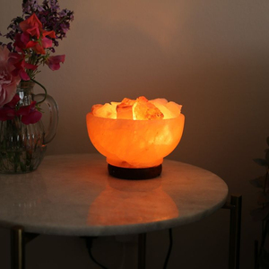 Bol à sel rose de l'Himalaya naturel, lampe décorative en cristal de sel avec éclat chaleureux pour la décoration de la maison, chambre et salon - Product Image 5