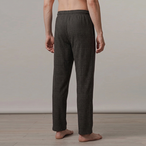 Men's Black Plaid Cotton Drawstring Waist Pajama Pants Men Casual Drawstring Waist Summer Flannel Trouser Pajama Mens - Product Image 2