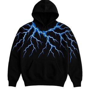 Sudadera con Capucha para Hombre, Color Marrón Oscuro, con Estampado de Rayos, Corte Regular, Estilo Casual para Otoño, Diseño con Bolsillo Frontal - Product Image 5