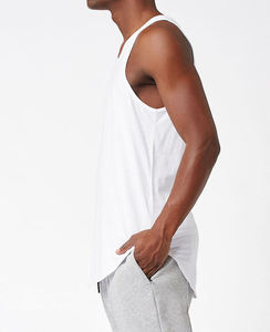 Débardeur en coton blanc pour homme, col rond, couleur unie, décontracté, tricoté, sans manches - Product Image 3