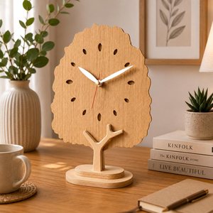Horloge de bureau en bois, horloge de table décorative, horloge de table en bois faite à la main pour la maison, le bureau, la chambre à coucher, le salon, décoration de bureau moderne - Product Image 1