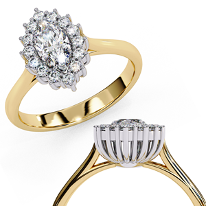 แหวนเพชรทรงมาร์คีส์ 0.50 กะรัต เพชรเลี้ยงในห้องปฏิบัติการ ทองคำแท้ 14K แหวนแบบคลาสสิกประดับเพชรรอบวง สำหรับงานหมั้น งานแต่งงาน หรือวันครบรอบ พร้อมวงแหวนแบบซ่อน - Product Image 2