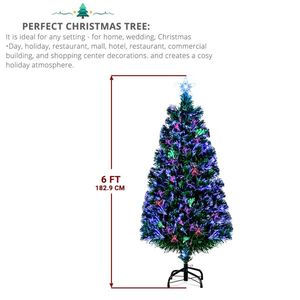 6ft Top Stars PVC Christmas Tree Fiber Optics 36 Lights Colorful Color Change 230 Branches Green Snowflakes 6ft Top Stars PVC - Product Image 4