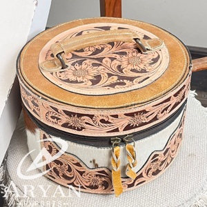 OEM ODM Classic Jewelry <b>Box</b> Set Floral Pattern Tooled Cowhide Leather Makeup Organizer Travel <b>Vanity</b> Case Gift Storage <b>Box</b> Set - Product Image 1