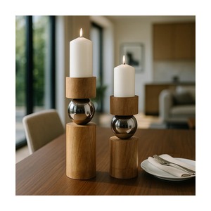 ชุดเชิงเทียนไม้ทรงกระบอก ตกแต่งบ้าน ดีไซน์ทนทาน - Product Image 3