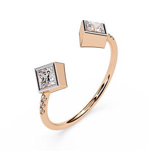 Bague de fiançailles moderne en or 10 carats avec diamant de laboratoire taille émeraude géométrique, sertie de griffes et ornée d'accentuations latérales, certifiée IGI pour femme - Product Image 2