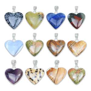 Collares con Colgante de Piedras Preciosas en Forma de Corazón, Plateados en Plata, Hechos a Mano, Surtidos, Regalo de Boda para Ella, Joyería de Compromiso Moderna - Product Image 1