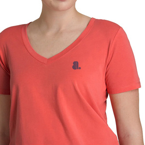 Camiseta de Manga Corta con Cuello en V para Mujer, Ecológica, 100% Algodón Orgánico, Sin Tejer, con Logotipo, Secado Rápido y Transpirable, Informal de Verano - Product Image 2
