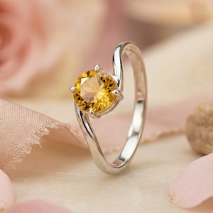 Anillo Solitario de Citrino, Plata de Ley 925, Hecho a Mano, Piedra Amarilla Natural, Joyería con Gema de Noviembre - Product Image 4