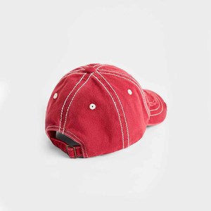 <b>Red</b> Distressed Denim Baseball Cap 6-Panel Adjustable Unisex Vintage Style Casual Hat Spring Summer Adult 58-60CM - Product Image 5