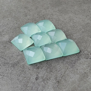 Natural Aqua Chalcedony Checker Cut Square Flat Back Gemstone, Calibrated Wholesale Jewelry Making - Product Image 3