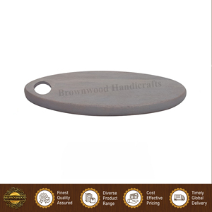 Hotel & Home Use Premium Quality Modern Design Handmade Durable <b>Light</b> Grey Wash Color Oval Shape Wooden Chopping <b>Board</b> Supplier - Product Image 2