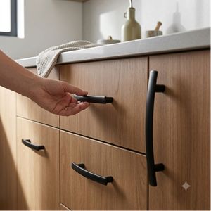 Poignées de meuble en alliage de zinc noir mat, courbées modernes, entre centres de trous de 3 pouces, pour armoires de cuisine, placards et tiroirs - Product Image 3
