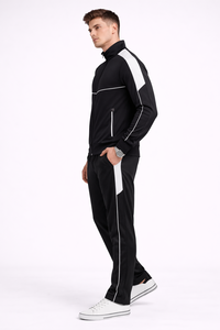 Ensemble de survêtement sportif noir haut de gamme pour homme avec empiècements contrastés, conçu pour la performance, le confort et un style athlétique moderne - Product Image 2