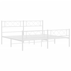 Cadre de lit en métal durable en acier blanc thermolaqué 76 x 80 pouces, de haute qualité et longue durée de vie - Product Image 5