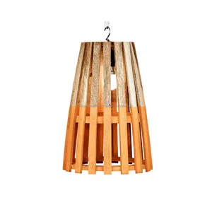 Wooden Pendant Light With Natural Wood Polish Finishing Round Shape Simple Design Premium Quality For Lighting