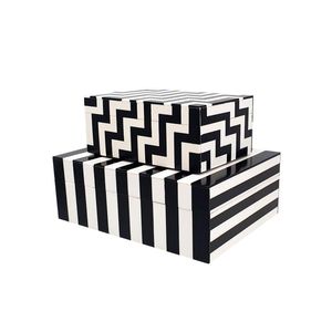 Luxury Resin Inlay MDF Jewelry Box Geometric Black White Design Multifunctional Eco-Friendly Storage for Desktop Display Gift - Product Image 1