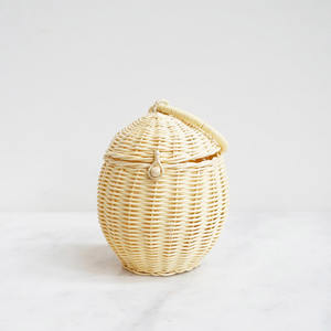 Rattan <b>egg</b> shaped <b>basket</b> container handcrafted baby <b>baskets</b> eco friendly storage handle bag - Product Image 3