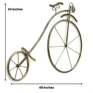 Sculpture murale vintage en métal faite à la main en forme de vélo, 49 pouces, vélo décoratif en fer pour la décoration murale de la maison, de l'hôtel et du restaurant - Product Image 1