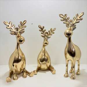 Golden Metal Reindeer Figurines Set 3 Modern High Quality Handicraft <b>Spring</b> Tabletop <b>Decor</b> Home Decoration - Product Image 1