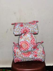 Bolsa de Cosméticos Acolchada de Algodón Hecha a Mano, Bolsa de Maquillaje de Viaje con Estampado Floral, Organizador con Cierre para Mujer - Product Image 3