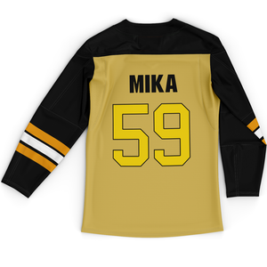 Maillot de hockey sur glace noir personnalisable avec logo frontal, qualité supérieure, nom d'équipe brodé OEM, en soie/coton respirant pour le hockey sur glace - Product Image 3