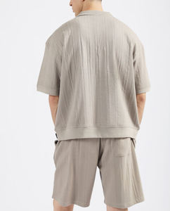 Polo homme de haute qualité 100% coton, coupe ample, gris uni, avec impression numérique personnalisable, respirant et à séchage rapide - Product Image 3