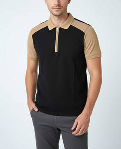 Camisetas Polo Slim-Fit 100% Algodón para Hombre, Camiseta Polo con Cuello de Cremallera, Estilo de Bloques de Color Dual, Tejido de Punto, Camiseta Polo Personalizada - Product Image 5