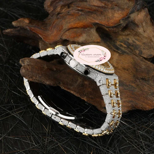 Reloj de Lujo para Hombre, Estilo Hip Hop, Completamente Adornado con Piedras, Automático, Analógico, de Acero Inoxidable, Chapado en Oro de Dos Tonos, con Moissanita - Product Image 5