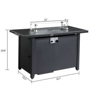 Tavolo da Esterno con Focolare a Gas da 43 Pollici in Pietra Vulcanica Nera, 50000 BTU - Product Image 3