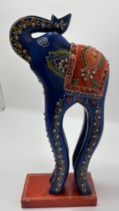 Hand Painted Wooden <b>Elephant</b> Figurines Decorative Blue Ethnic Animal Statues for Home <b>Decor</b> and Gift Use - Product Image 2