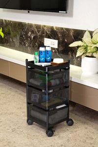 Étagère à épices vintage à double niveau, pliable, durable, avec plaque perforée, organisateur de rangement de cuisine, finition mate avec roulettes en caoutchouc - Product Image 2