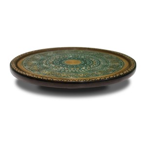 Amazing Quality Round Wooden Lazy Susan <b>Decorative</b> <b>Plate</b> With Gold Inlay Handpainted Oriental Design Handmade For Presents - Product Image 3