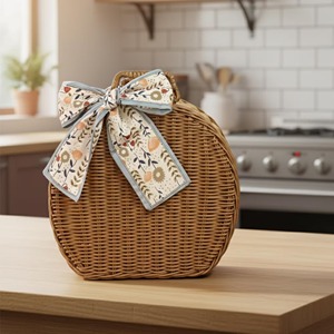 ตะกร้าหวายทรงกลมสไตล์เรียบง่ายพร้อมหูหิ้ว เหมาะสำหรับงานปาร์ตี้ในสวนและการจัดเก็บสัมภาระสำหรับการเดินทาง ขายส่งจากอินเดีย - Product Image 1