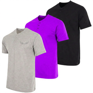 Camiseta de Manga Corta con Cuello en V para Hombre, Corte Regular, Logotipo Bordado, Color Sólido, Informal, Tejido de Punto, Algodón Transpirable, Diseño Frontal - Product Image 5