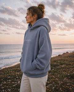 Sudadera con Capucha Extra Grande Personalizada para Invierno, Texto Personalizado en la Parte Delantera y Trasera, Sudadera Minimalista de Estilo Urbano con Nombre Personalizado, Regalo para Ella - Product Image 6