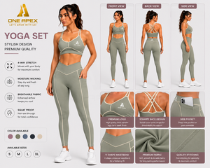 Women Yoga Set with Pocket High Waist Leggings Cross <b>Back</b> Sports <b>Bra</b> Seamless Gym Workout Activewear - Product Image 2