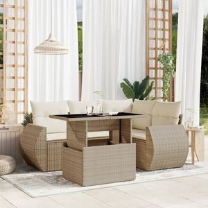 Conjunto de Sofás Modulares de Jardín de Ratán Sintético PE Beige, Muebles de Exterior Cómodos - Product Image 1