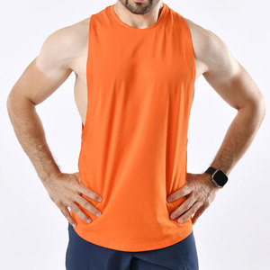 Camiseta sin mangas con aberturas laterales, color personalizado, dobladillo curvo, ropa de verano, ajuste muscular, sin costuras, estilo vintage, streetwear, secado rápido - Product Image 2