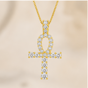 Custom Children's Christian Iced 925 <b>Silver</b> Religious Eye Horus Ankh Jesus Cross <b>Necklace</b> Lab Grown Diamond Rhodium Plated Charm - Product Image 5