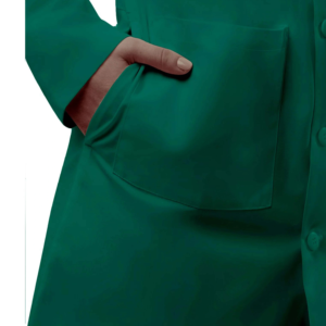 Men's Green Lab Coat Woven Cotton Polyester Hospital Uniform with Belt <b>Back</b> View High quality polyester cotton White lab coat - Product Image 4