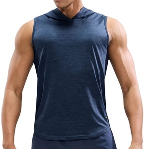 Camiseta sin mangas para hombre con capucha de gimnasio sin mangas de algodón cómoda con bolsillo hecha en Bangladesh - Product Image 2