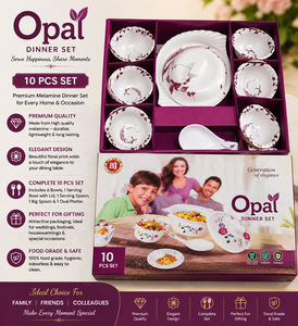 11 Pcs Luxury <b>Melamine</b> Pudding <b>Bowl</b> Set White Floral Print Durable Dinnerware Custom Logo Luxurious Gift Box for Gifting - Product Image 5