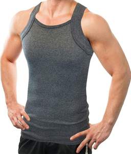 Custom <b>Men's</b> <b>Vest</b> Summer Gym Threaded Sporty Stretch Slim Fit Sleeveless Crew Neck Knitted Cotton Polyester Dry-fit Tank Top - Product Image 2